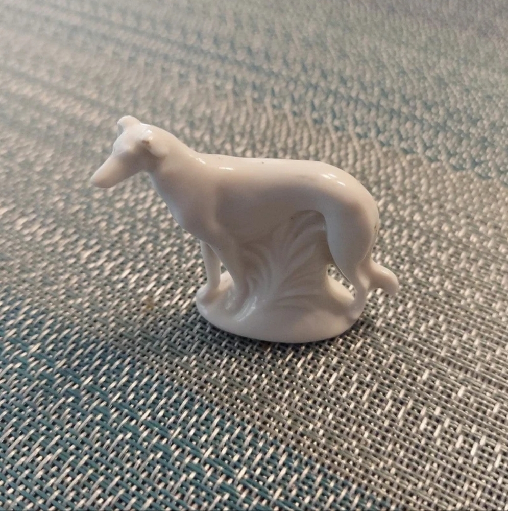 Antique Euro Porcelain 1.75" Greyhound or Whippet Dog Figurine CM251R VERY RARE